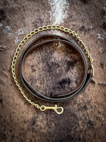Royal King Leather Lead with Brass Chain- 1"