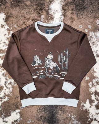 Home on the Range Pullover in Dark Brown