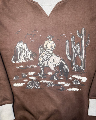 Home on the Range Pullover in Dark Brown