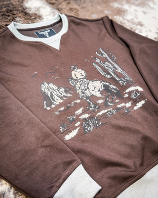 Home on the Range Pullover in Dark Brown