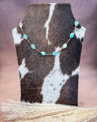 Copper Current Turquoise Disc Necklace