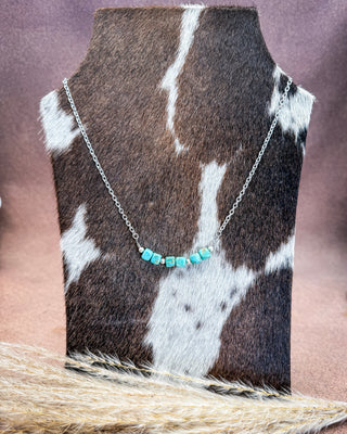 Turquoise Tile Sterling Silver Pearl Necklace