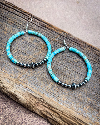 Rowan Variscite Hoop Earrings with Sterling Pearls