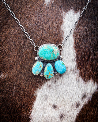 ONE OF A KIND: Sonoran Gold Turquoise Naja Cluster Necklace by Vicky Hicks