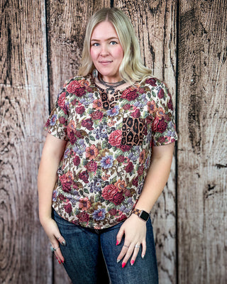 Wild Vintage Floral V-Neck Top by Sterling Kreek
