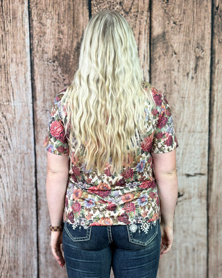 Wild Vintage Floral V-Neck Top by Sterling Kreek