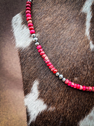 Rosette Variscite and Sterling Silver Pearl Necklace