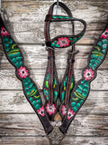 Tough1 Pink Flower and Cactus Breast Collar