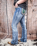 Cactus Bloom Bling Bootcut Jeans