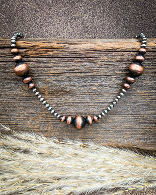 Sundown Balance Sterling Silver & Graduated Copper Pearl Necklace