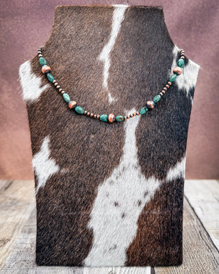 Turquoise Crossing Turquoise & Copper Pearl Necklace