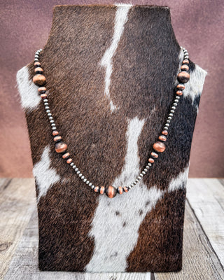 Sundown Balance Sterling Silver & Graduated Copper Pearl Necklace