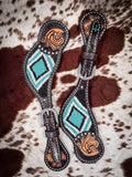 Turquoise Cross Turquoise Beaded Ladies' Spur Straps