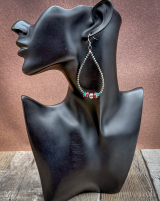Violet Confetti Spiny Oyster & Turquoise Teardrop Earrings
