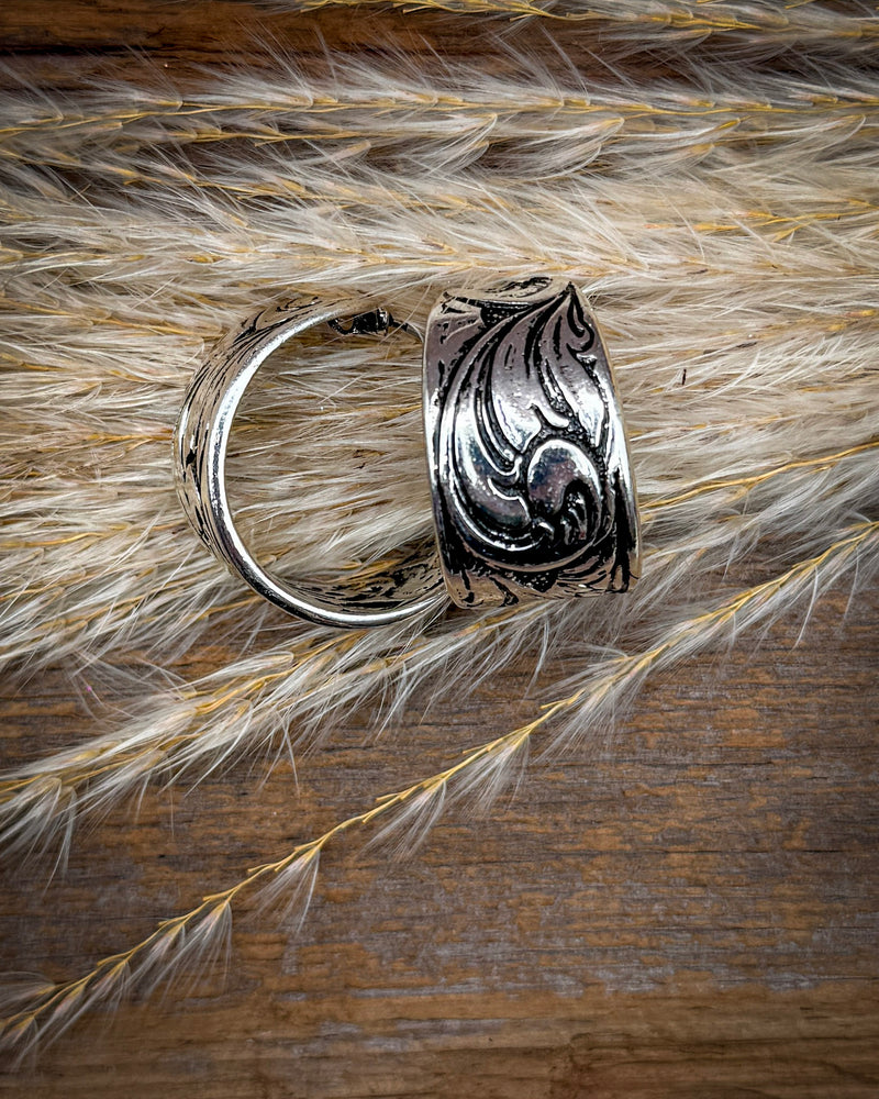 Scroll & Sway Engraved Hoop Earrings