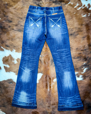 Arrows Pull On Trouser Jeans in Medium Wash by Cowgirl Tuff
