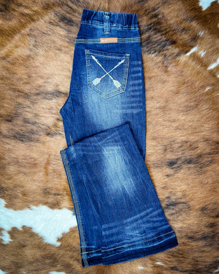 Arrows Pull On Trouser Jeans in Medium Wash by Cowgirl Tuff