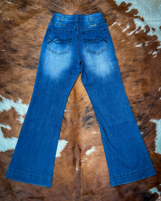 Retro Wide Leg Trouser Jeans in Dark Wash by Cowgirl Tuff