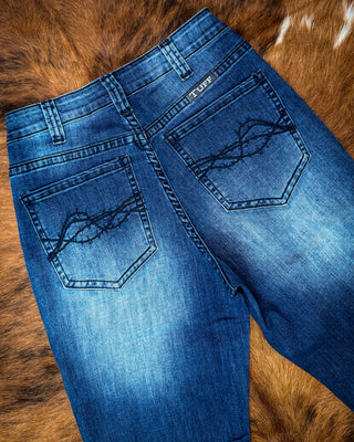 Retro Wide Leg Trouser Jeans in Dark Wash by Cowgirl Tuff