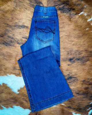 Retro Wide Leg Trouser Jeans in Dark Wash by Cowgirl Tuff