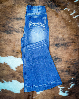 Shattered Trouser Jeans in Medium Wash by Cowgirl Tuff