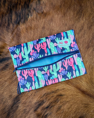Pastel Cactus Velvet Makeup Bag by Makeup Junkie Bags