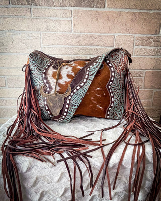 Dangle Wangle Hair-On Tooled Leather Bag by Myra Bag