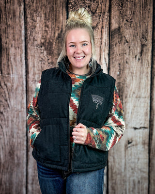 Boot Stitch Puffer Vest in Black