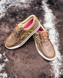 The Goldenroot Twisted X Kicks displayed on cowhide.