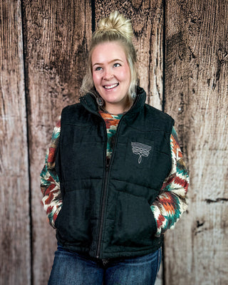 Boot Stitch Puffer Vest in Black