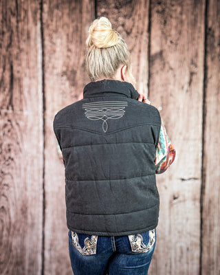 Boot Stitch Puffer Vest in Black
