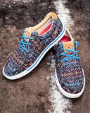 The Neon Mesa Twisted X Kicks displayed on cowhide.