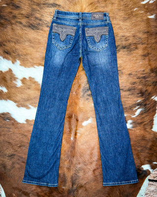 Suede Trail Bootcut Jeans by Grace in LA