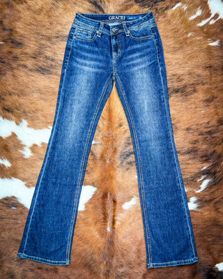 Suede Trail Bootcut Jeans by Grace in LA