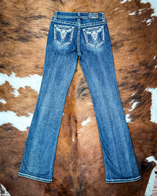 Longhorn Shine Steer Head Bootcut Jeans by Grace in LA