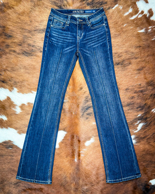 Saddle Stitch Bootcut Jeans by Grace in LA