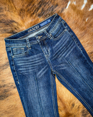 Saddle Stitch Bootcut Jeans by Grace in LA