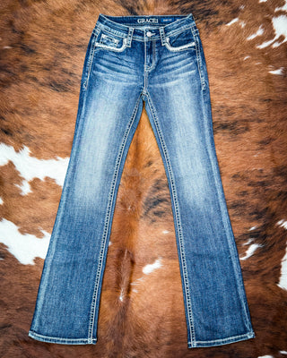 Aztec Spark Bootcut Jeans by Grace in LA
