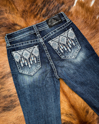 Aztec Spark Bootcut Jeans by Grace in LA