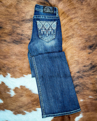 Aztec Spark Bootcut Jeans by Grace in LA
