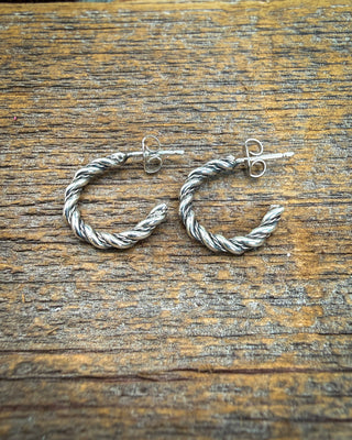 Twisted Charm Sterling Silver Hoop Earrings