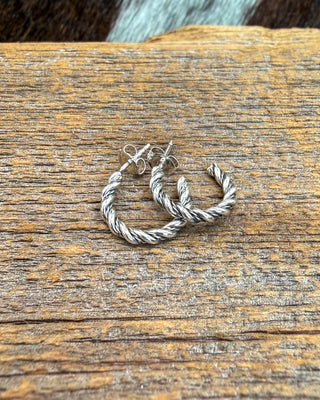 Twisted Charm Sterling Silver Hoop Earrings