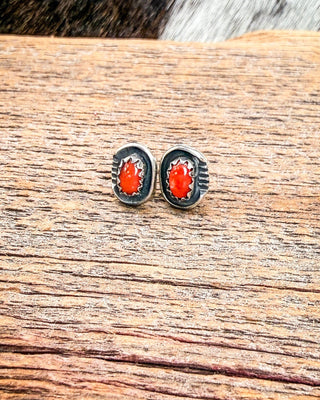 Coral Kiss Sterling Silver and Natural Coral Stud Earrings