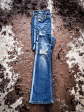 Grace in LA Easy Fit Women's Loretta Distressed Flare Jeans
