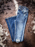 Grace in LA Easy Fit Women's Loretta Distressed Flare Jeans