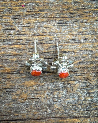 Coral Bloom Sterling Silver Flower Earrings
