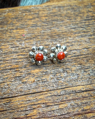 Coral Bloom Sterling Silver Flower Earrings