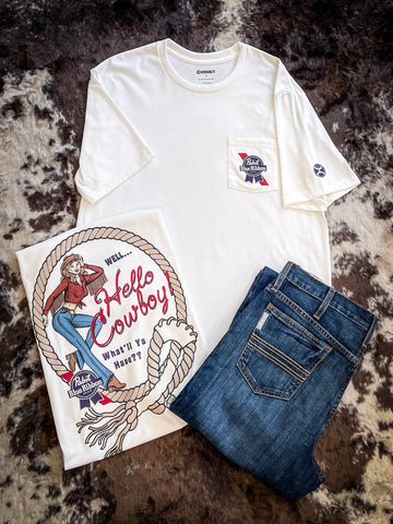 Hooey "Pabst Blue Ribbon Hello Cowboy" Crew Neck Short Sleeve