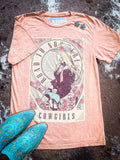 Road To Nowhere Cowgirls Graphic Tee - Coral