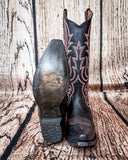 Front and bottom of the Ironclad Rodeo Circle G Boots in a wood backdrop.